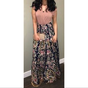 Detailed Pink and navy blue lehenga